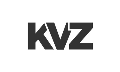 KVZ logo design template with strong and modern bold text. Initial based vector logotype featuring simple and minimal typography. Trendy company identity.