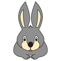 Bunny Rabbit Line Art Vector Illustration