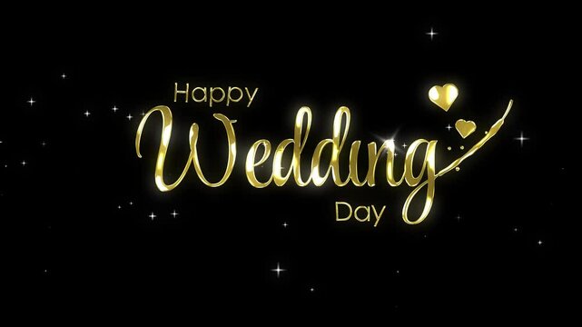 happy wedding day gold animated wedding greetings gold happy wedding lettering text gold luxury sparkling 4k looping