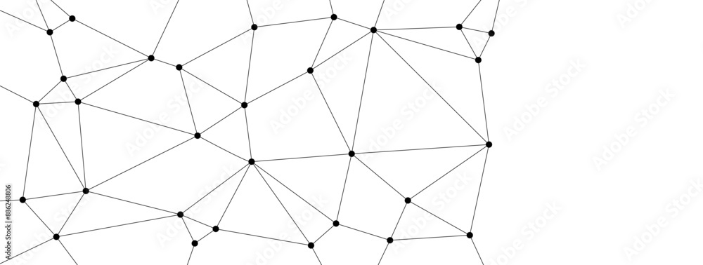 Poster Network link connect lines and dots background template. Technology data transfer server global system graphic vector.