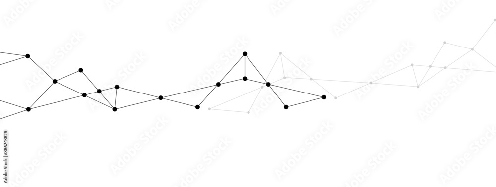 Poster Simple network polygonal connect lines and dots background template. Technology data transfer server global system graphic vector.