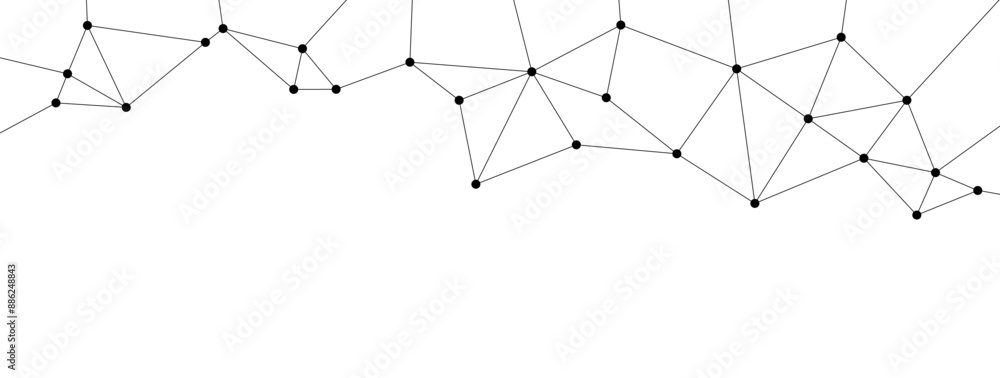 Poster Network polygonal connect lines and dots on white background template. Technology data transfer server global system graphic vector.