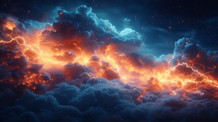 Lightning bolts symbolizing the energy and volatility of global stock markets and technology sectors. Clean, modern design with ample copy space.