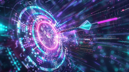 Obraz premium Digital Target: A Futuristic Representation of Precision and Success