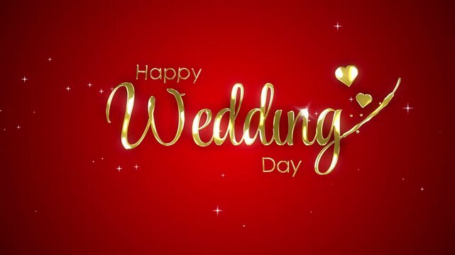happy wedding day gold animated wedding greetings gold happy wedding lettering text gold luxury sparkling 4k looping
