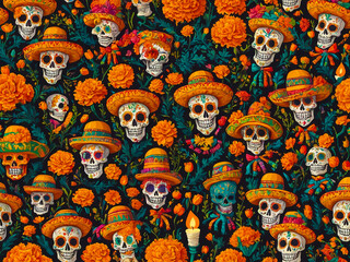 Obraz premium seamless pattern of skulls