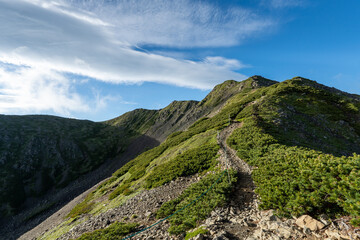 The trail from Mt. Senjogadake to Kitazawa Pass