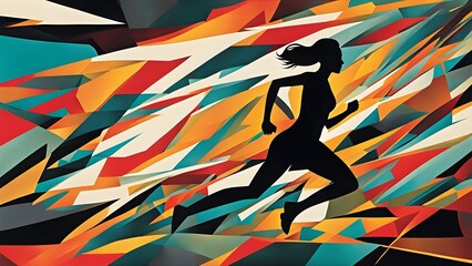 minimalist illustration as abstract symbol for running