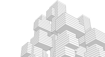 Fototapeta premium abstract modular architecture 3d rendering 