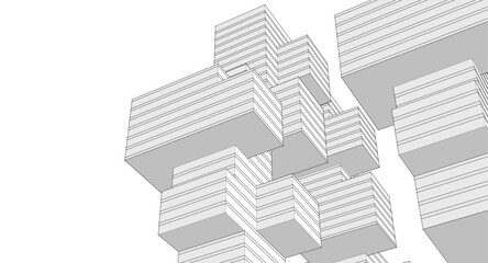 abstract modular architecture 3d rendering	
