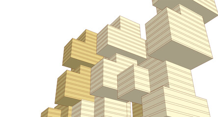 abstract modular architecture 3d rendering	
