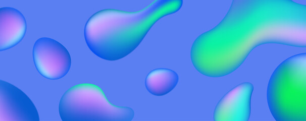 Abstract blue wave background, Blue gradient banner, abstract background with bubbles