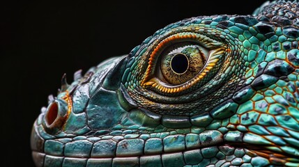 Naklejka premium Close-up of an Iguana's Eye