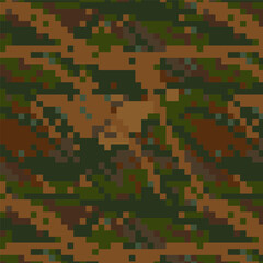 Camouflage pixel pattern for hunting. Military texture. Abstract army background for cloths