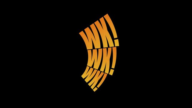 Indonesian laugh effect "wk wk wk" animation on alpha channel transparent background