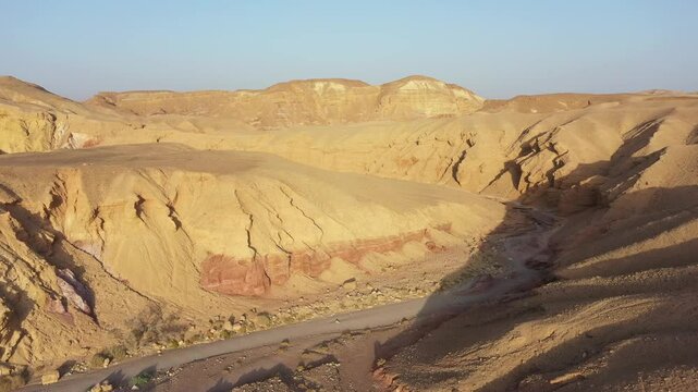 Aerial video above Timna Park National Park near Eilat, Israel