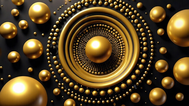 Fantasy background with gold plated circular geometry 
