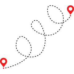 Travel Path, Map, Route, Gps Distance Icon