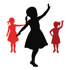 Fototapeta premium girl children silhouettes, white background 
