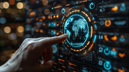 ISO standards quality control, assurance and warranty business technology concept. Touching on screen with ISO and globe icons on smart background. ISO Standard certification.