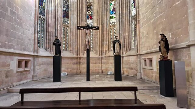 Inside the church of the Monastery of Santa Maria da Vitoria, Our Lady of the Victory at Batalha, Portugal. A World Heritage Site