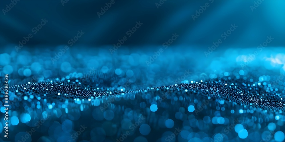 Poster interconnected dots on abstract blue background a symbol of digital security and cyber protection. c