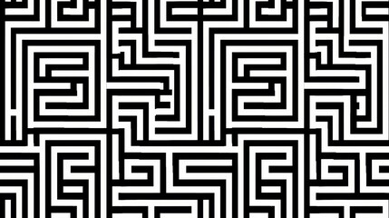 Seamless black and white maze pattern with intricate geometric design. Ideal for backgrounds, wallpapers, and abstract art projects.