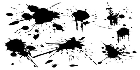 Obraz premium Black ink splatter vector set isolated on a white background