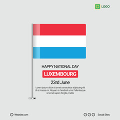 Luxembourg Independence Day Social Media Banner, Editable Vector Design with Flag