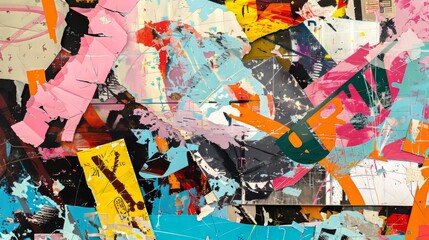 Colorful Abstract Street Art Collage With Mixed Media Elements