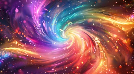 Fototapeta premium A colorful and vibrant background with swirling energy patterns and sparkling particles, illustrating the concept of dynamic forces