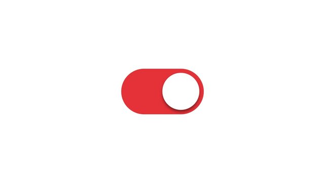 Modern Neumorphism-style toggle button. An animation of a toggle switch that changes from off to on, switching color from gray to red when clicked. Concept of modern user interface design
