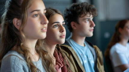 Fototapeta premium some young teen teenager actress and actors on a theatre rehearsal