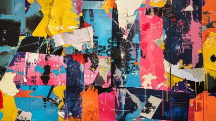 Fototapeta premium Vibrant Abstract Urban Art Collage with Colorful Layers of Paint and Textures