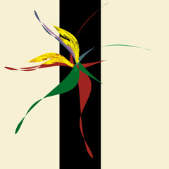 Strelitzia, bird of paradise flower. Minimalist style. Cover, sticker, print, logo. Contemporary art