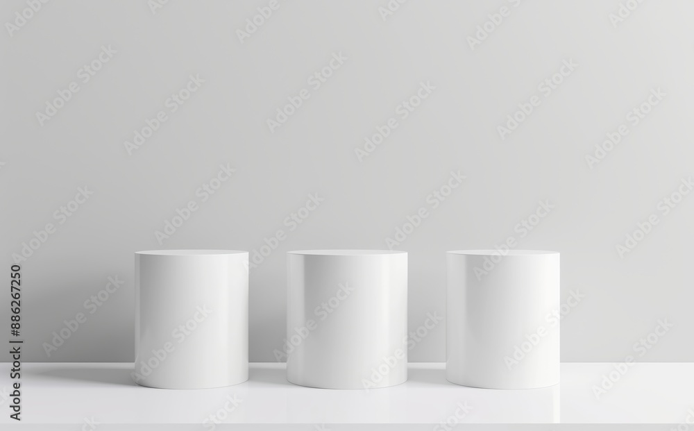 Poster isolated white podium product stage display with empty step presentation platform on transparent 3d 