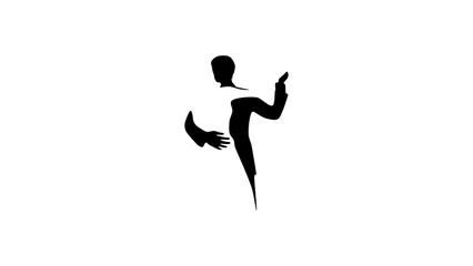 Wedding dance, Black isolated silhouette