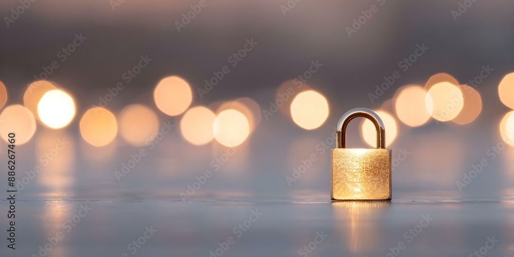 Poster enhancing data security with subdued twinkling lights and bokeh backdrop. concept data security, twi