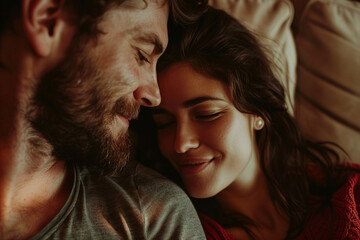 Generated with ai picture of a beautiful loving cute couple enjoying time at home together