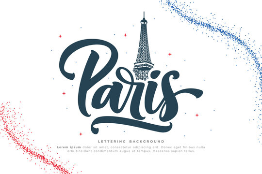 paris lettering background vector design