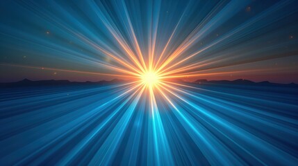 Fototapeta premium design anime sunburst, abstract concentric blue elements, dynamic and vibrant. 