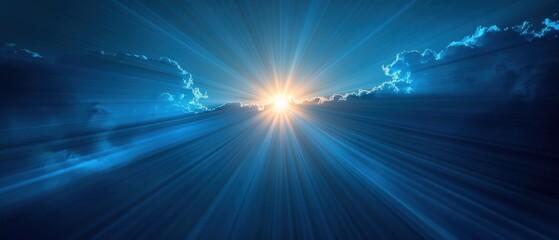 Fototapeta premium design anime sunburst, abstract concentric blue elements, dynamic and vibrant. 