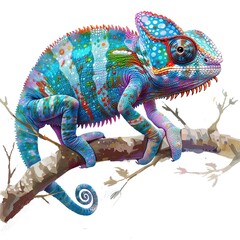 Obraz premium Chameleon Artsy animal fashion cartoon isolated whitebackground
