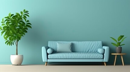 Serene Living Room with a Touch of Nature