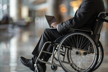 Obraz premium Lifestyle of disabled person on a wheelchair AI generative modern technology