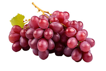 Fototapeta premium A Single Cluster of Vibrant Red Grapes Glowing Against a White Background on a White or Clear Surface PNG Transparent Background.