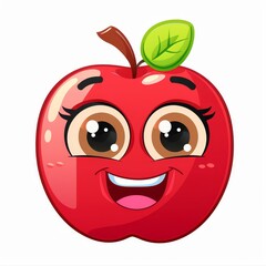 Obraz premium The image of an apple on the white background is a cartoon character clipart drawing