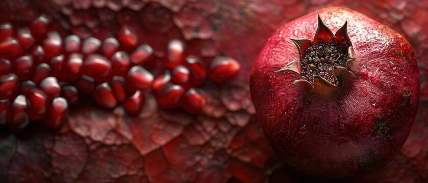 8k detail photograph of a pomegranate skin showing its unique texture.