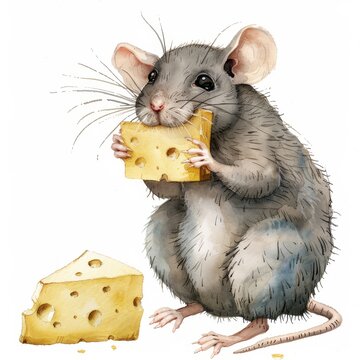 recommend clip art: A crafty rat with cheese as a single object clipart