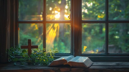 Light Through Window on Bible 